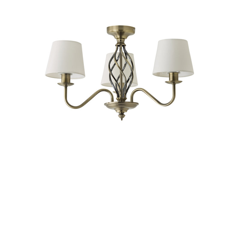 Prudenville LED Semi Flush Mount, Antique Brass, 40cm x 17.5cm x 33cm