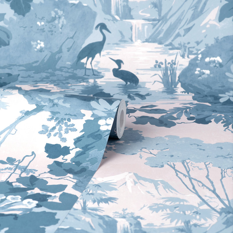 Rouleau de papier peint L 33 pi x l 20,5 po Yardley Crane Lagoon, Bleu