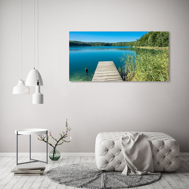 Pier at the lake 1 Piece Wrapped Canvas Wall Art