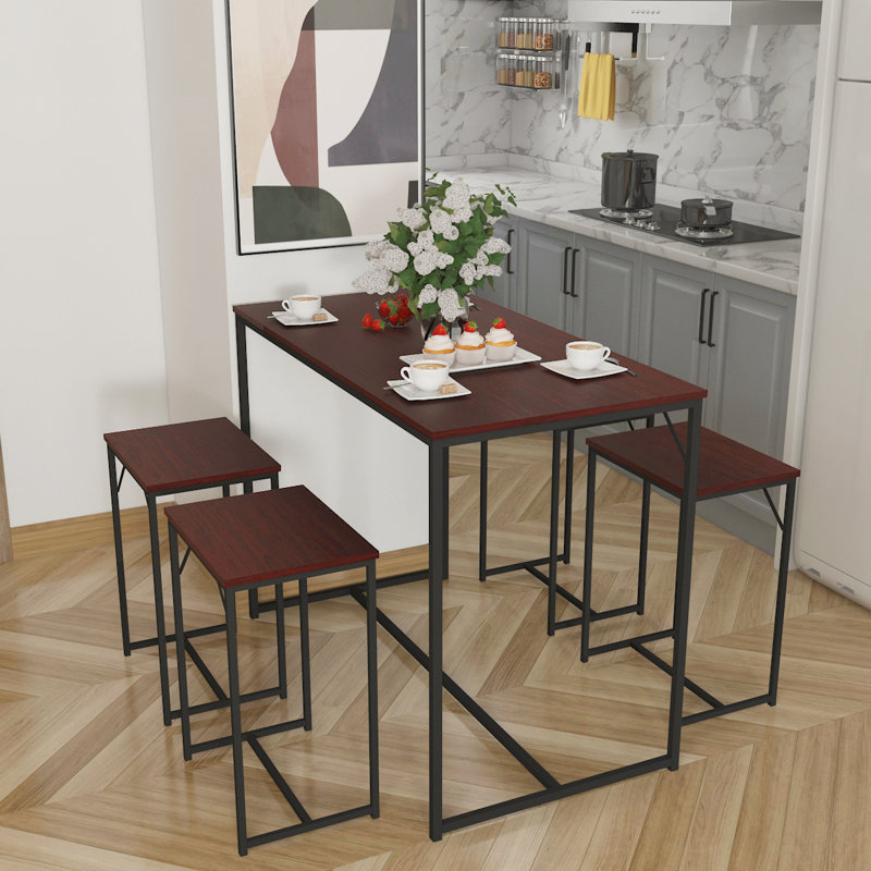 4 - Person Dining Set, Red Brown