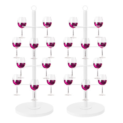 2Pcs Wine Glass Display Stand, Champagne Tower, 4 Tier Cocktail Tree Stand