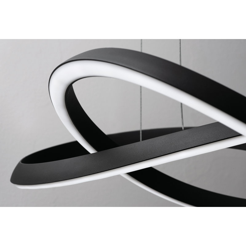 Luminaire suspendu Chalfont, H 5,75 po x l 23,63 po x P 23,63 po, Noir, noir, noir, noir