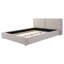 Cadre de lit plateforme grand tapissier, tête de lit moderne capitonnée à motif de biscuits, lin synthétique bicolore, beige