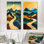 Désert chemin doré des montagnes du Sinaï - impression murale décorative en métal 2 pièces