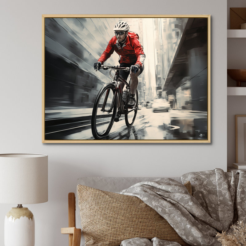 " Bicycle Pedal Power II ", 24" H x 32" W x 1" D, Natural Floater Framed