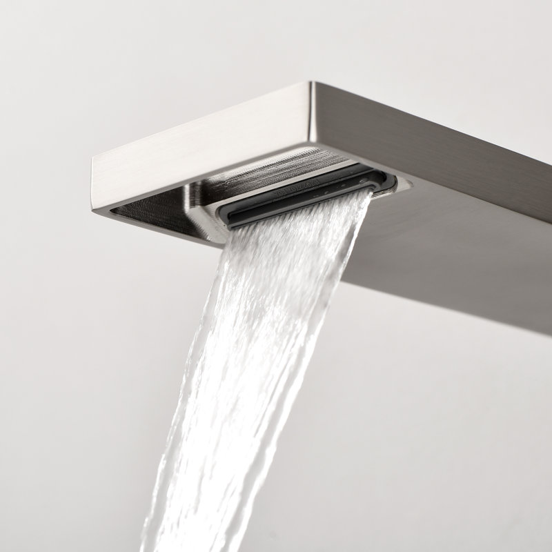  Robinet de lavabo de salle de bain mural moderne, robinets de salle de bain à poignée simple, Nickel brossé