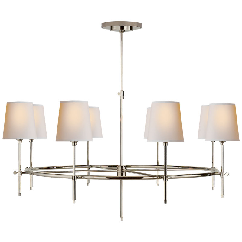 Thomas O'Brien Bryant Large Ring Chandelier, Polished Nickel, Paper