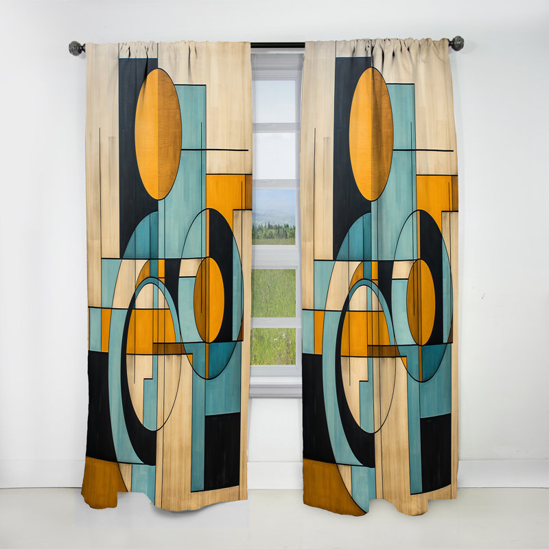 Serendipity Abstract Mid-Century Geometrics - Rideau occultant abstrait - 1 panneau, L 52 po x L 63 po
