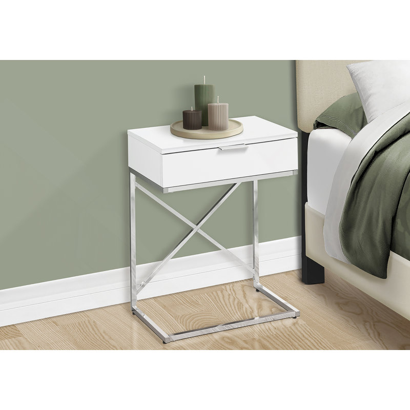 Table d'appoint polyvalente pour le salon et la chambre à coucher avec tiroir de rangement, idéale pour placer une lampe et un décor contemporain