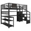 Lit mezzanine double en métal avec escalier, garde-robe, bureau et éclairage DEL-2105431915