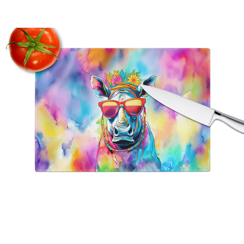 Planche à découper en verre Hippie Animal Rhinoceros