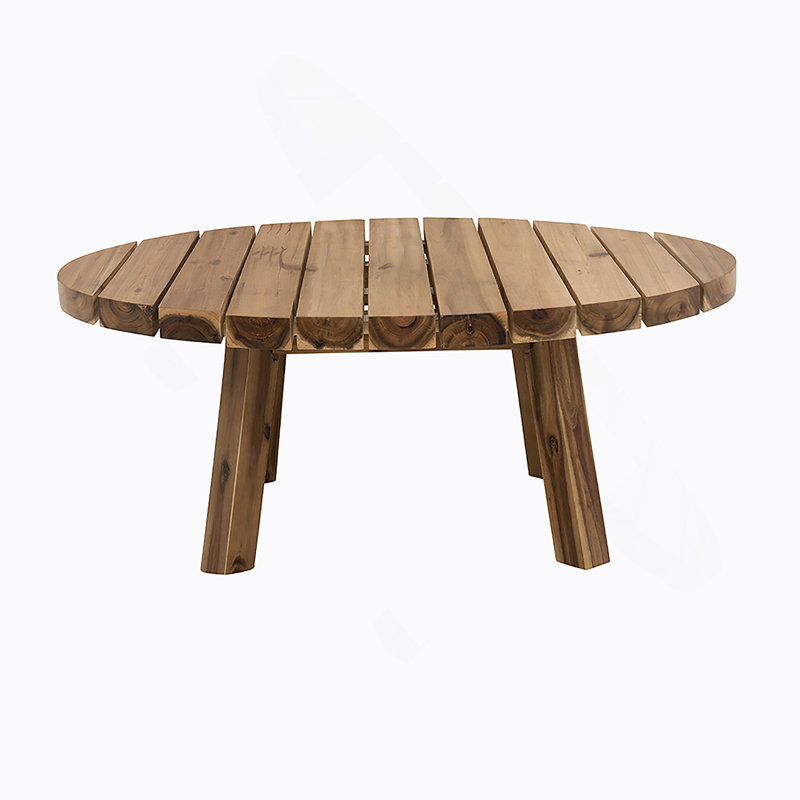 Round Coffee Table With Solid Wood Table Top