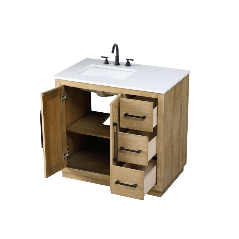 36 inch Single Bathroom Vanity, Linen Oak