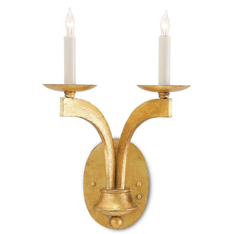Venus Wrought Iron Candle Wall Light, Antique Gold Leaf