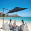 Grand parasol de patio en porte-à-faux rond de 11 pi avec rotation à 360 ° et réglage des mésanges et parasol en polyester robuste