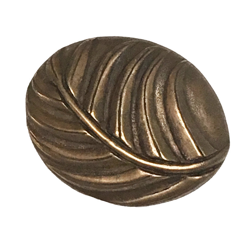 Poignée fantaisie à motif de feuilles tropicales de 1 3/4 po de longueur, Bronze