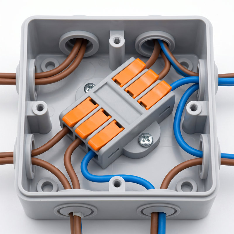 Lever Wire Splitter Connector, Reusable Tool-Free Wall-Mount Terminal Block for Junction Box and Lighting Applications, 3 way