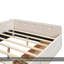 Lit plateforme tapissier double avec USB et 2 tiroirs, beige-2035398760