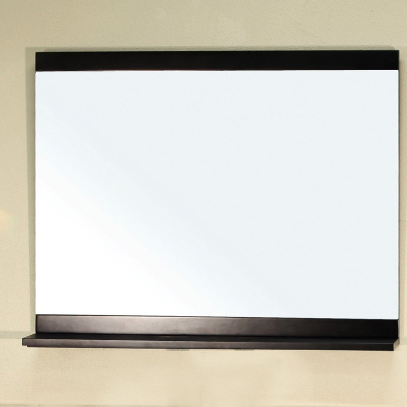 Miroir de salle de bain avec tablettes, Espresso foncé