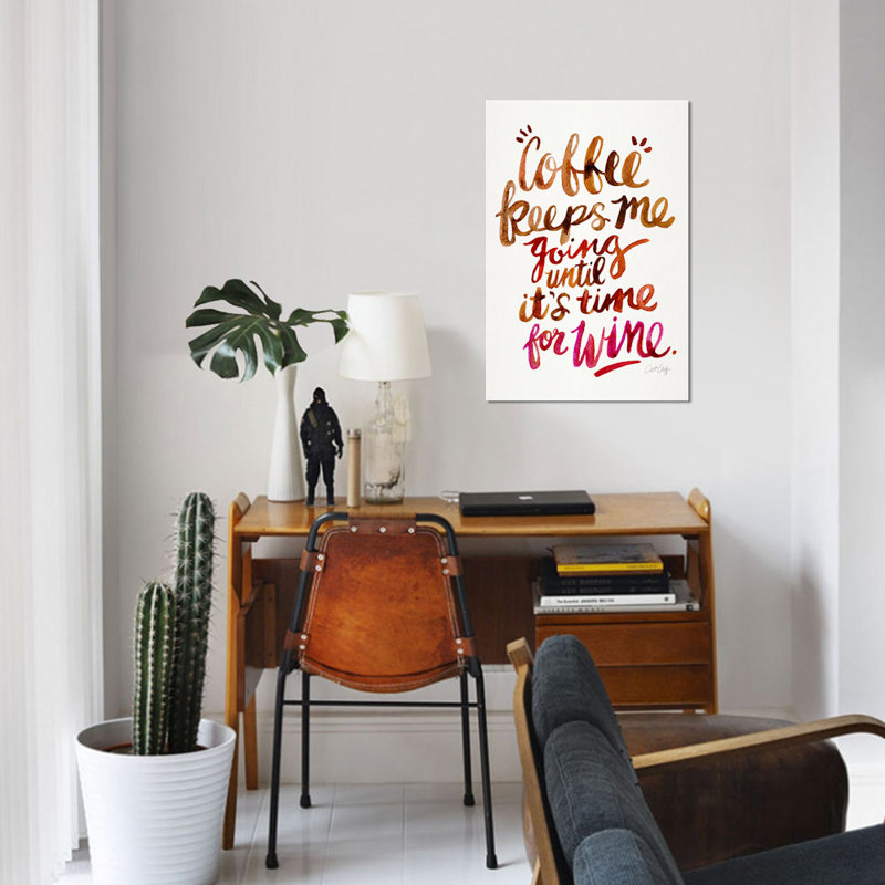 « from coffee to wine ii », art textuel sur toile, H 18 po x l 12 po x P 1,5 po
