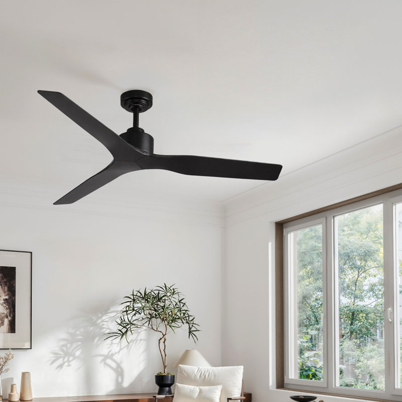 Ventilateur de plafond intérieur / extérieur 52 po sans lumière Kantor, sans télécommande, ventilateur de plafond sans lumière - noir mat