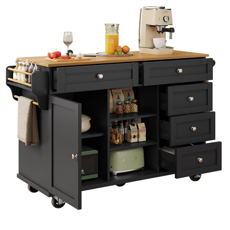Wood Kitchen Island, White