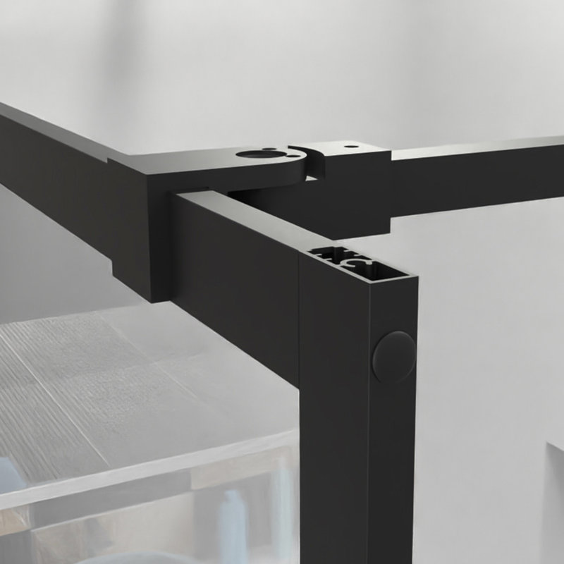 Walk-In 46" X 72" Shower Screen - Black, Tempered Glass, Solid Support For Robust Upper Bar