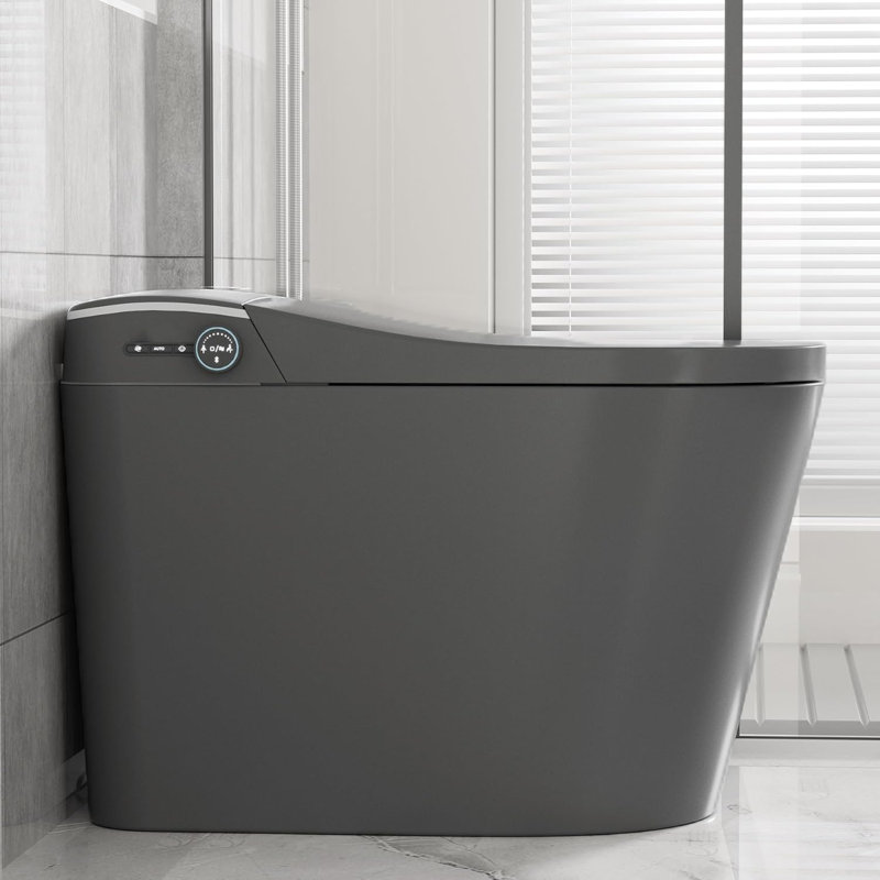 Toilette intelligente grise matte avec bouclier en mousse Yingze, Matte Grey