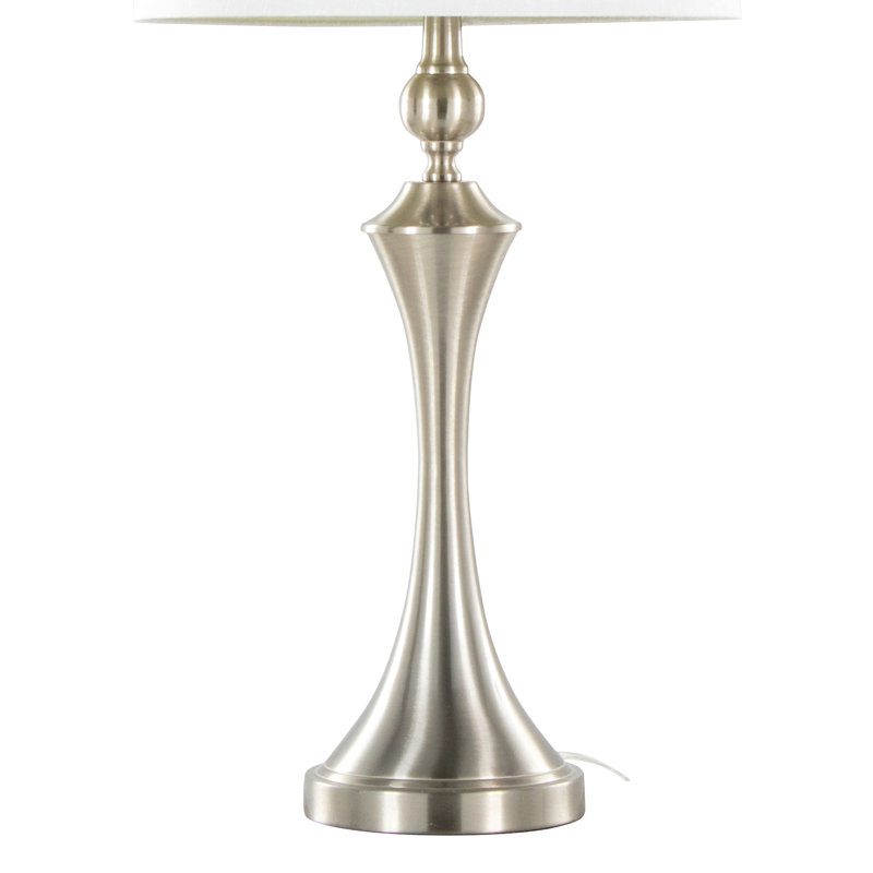 Flint 30" Contemporary Metal Table Lamp With Textured Slub Linen Shade And Built-In Usb Port From Grandview Gallery - Set Of 2