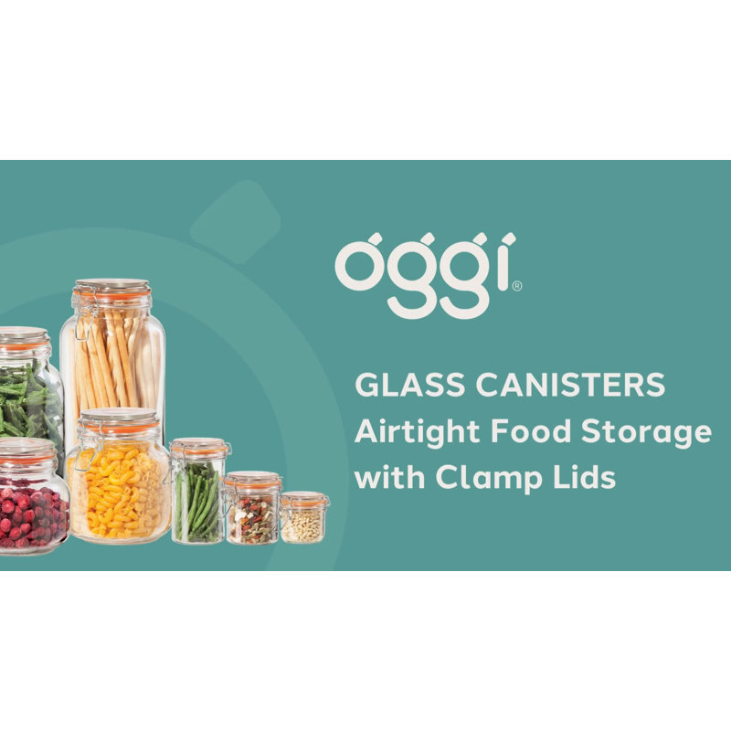 Clear Glass Airtight Canister Set with Clamp Lids, 4-Piece