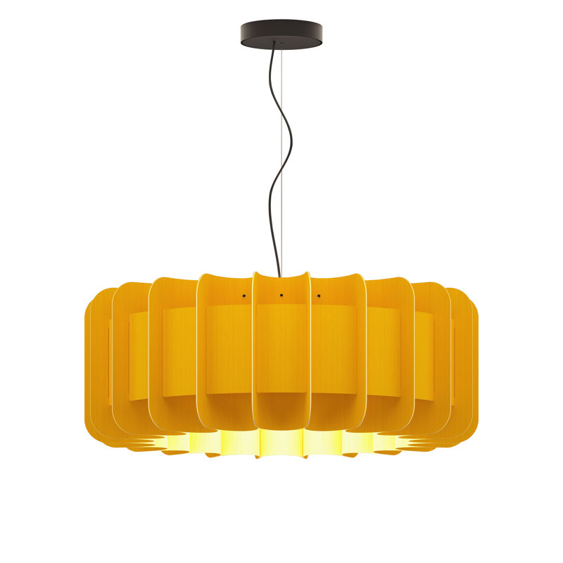 Luminaire suspendu 1 lumière Clarissa, Jaune, H 11 po x l 29,1 po x P 29,1 po