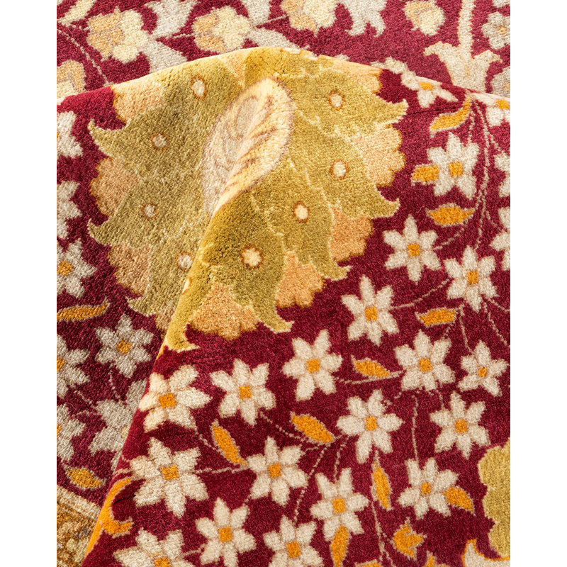 One-of-a-Kind Hayner Hand-Knotted 1990s 12'2" x 15'4" Wool Area Rug in Red/Yellow/Beige