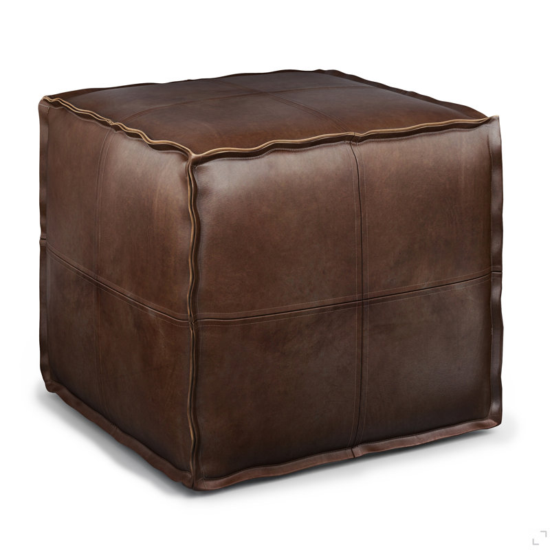Pouf carré - patiné, Marron foncé