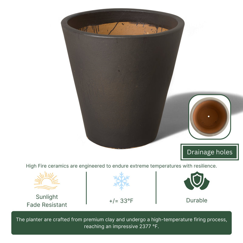 Lowden Handmade Ceramic Planter, 26" H x 26" W x 26" D, Matte Black