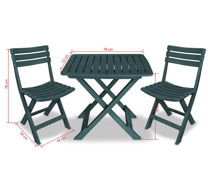 Jackson 2 - Person Patio Dining Set with Rectangular Table, Green