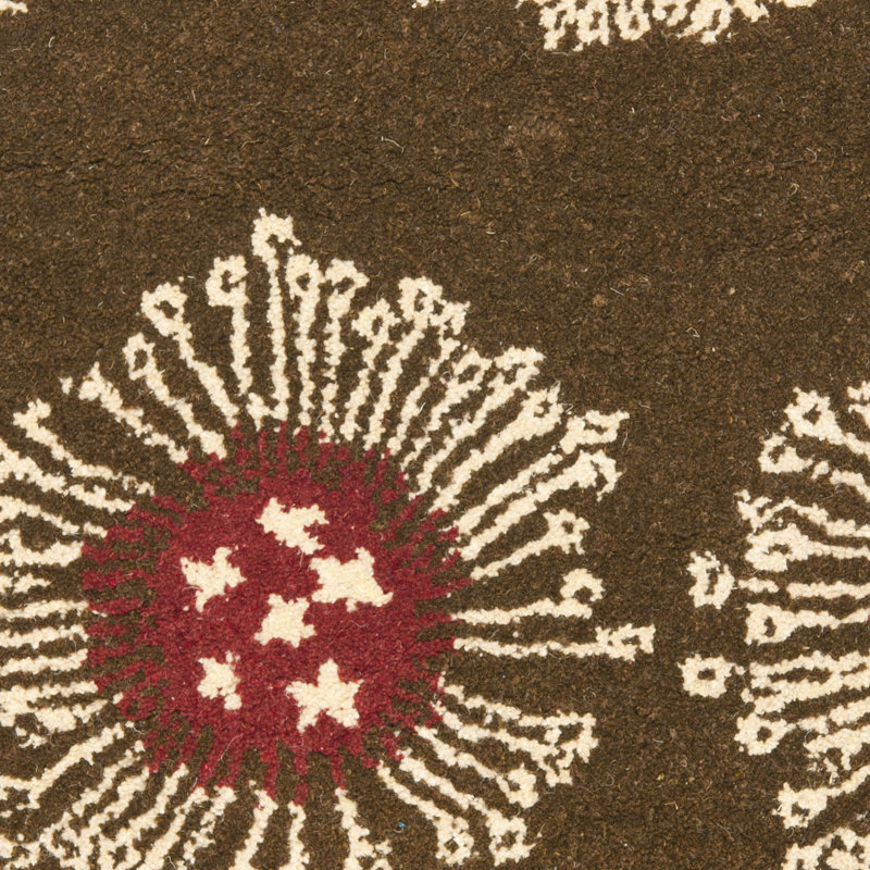 Candelo Hand Tufted Wool/Viscose Floral Rug in Brown, Round 6'