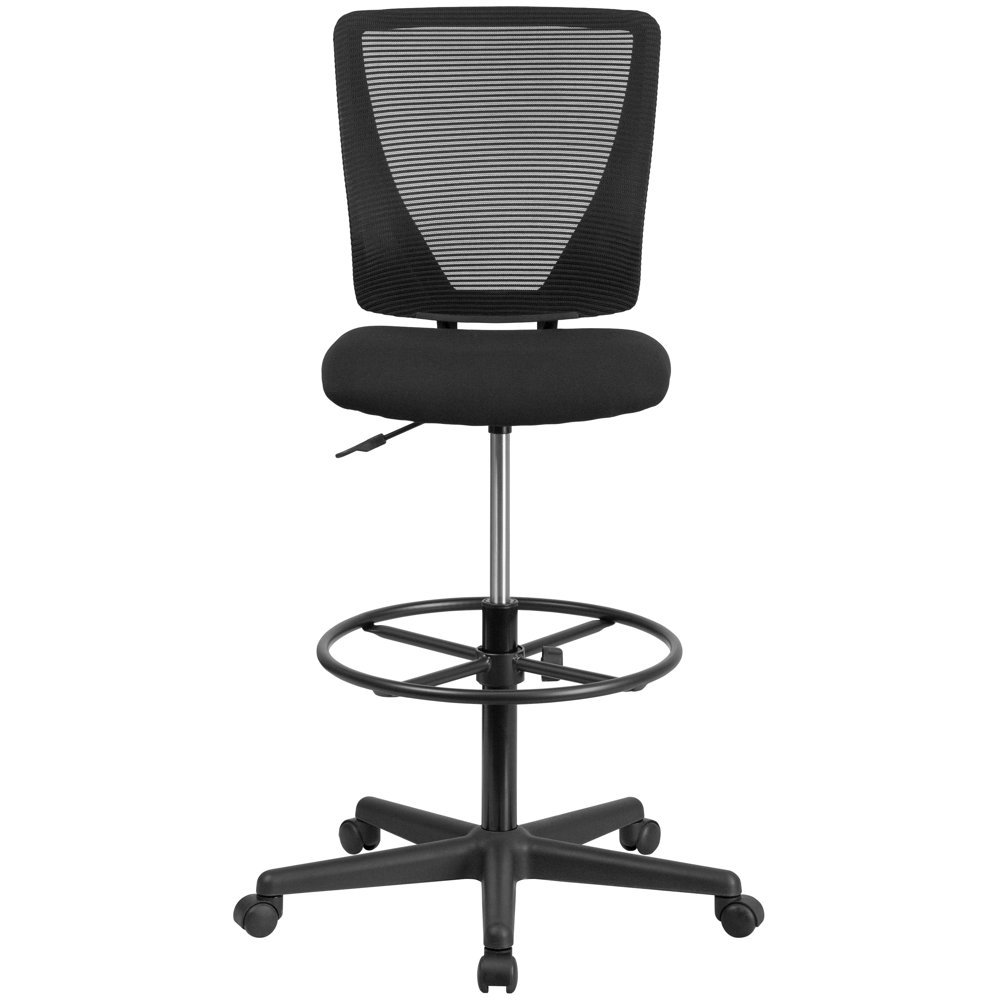 Sinda Mid-Back Mesh Drafting Chair with Fabric Seat and Adjustable Foot Ring
