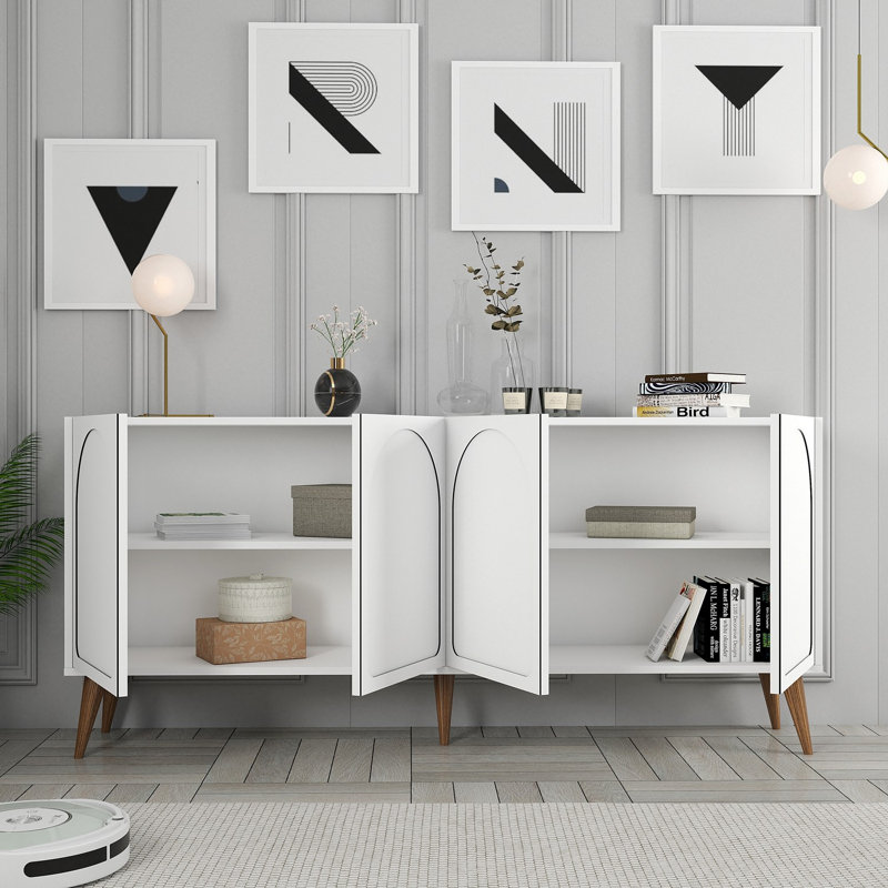Hommy Craft 81cm Console Table, White/Walnut