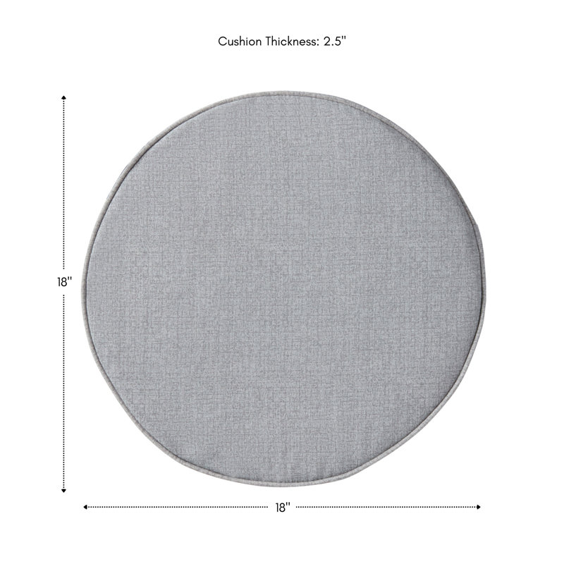 Outdoor Round Dining Chair Seat Pad, Heather Gray