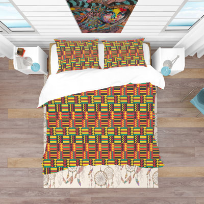  Ensemble de housse de couette moderne et contemporaine en microfibre rouge / jaune / vert