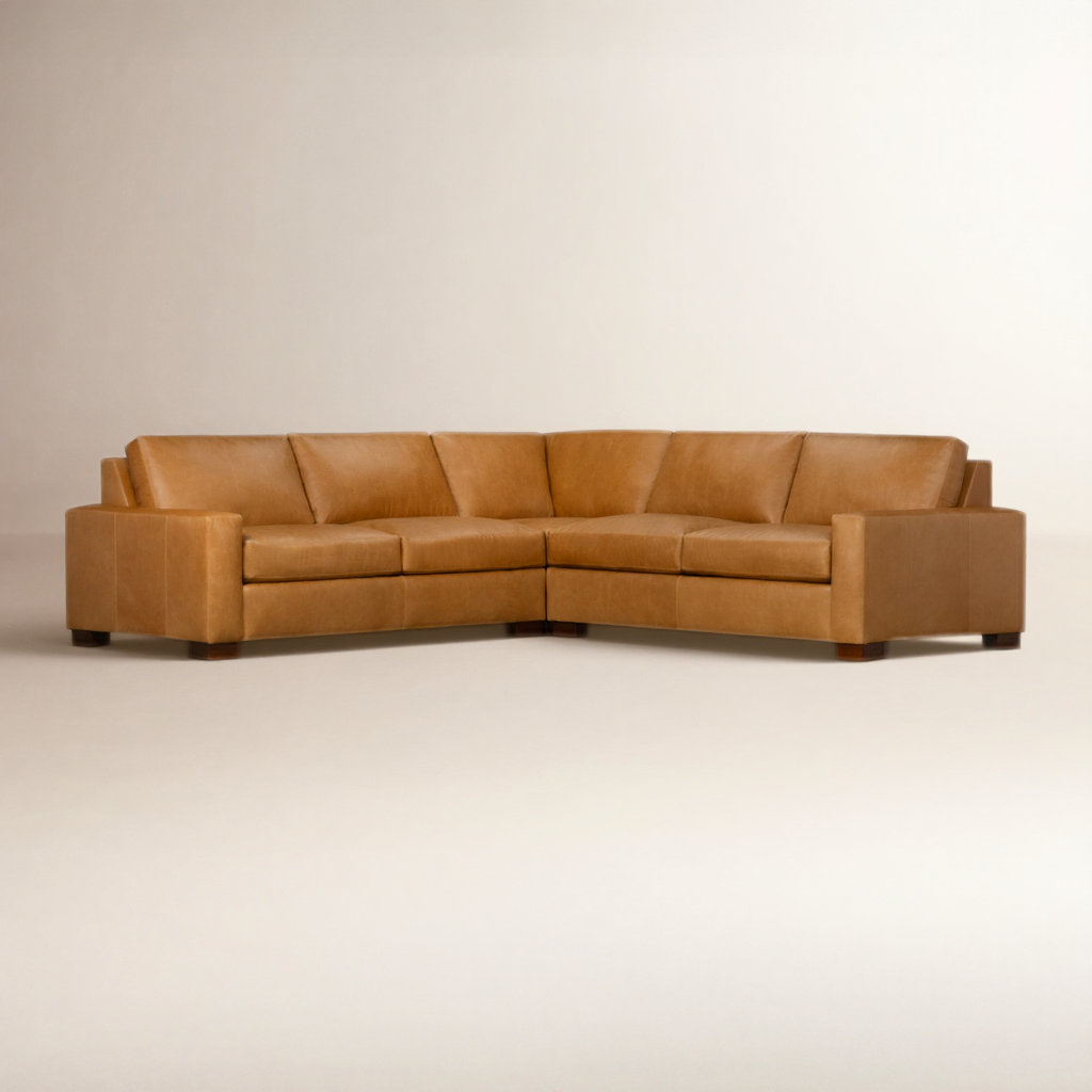 Jonie Sectional, Cordoba Camel Top Grain Leather
