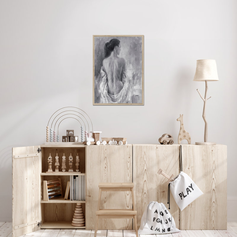 Draped Figure I by Ethan Harper - Painting, 50cm H x 34cm W, Natural Wood Framed Paper Print