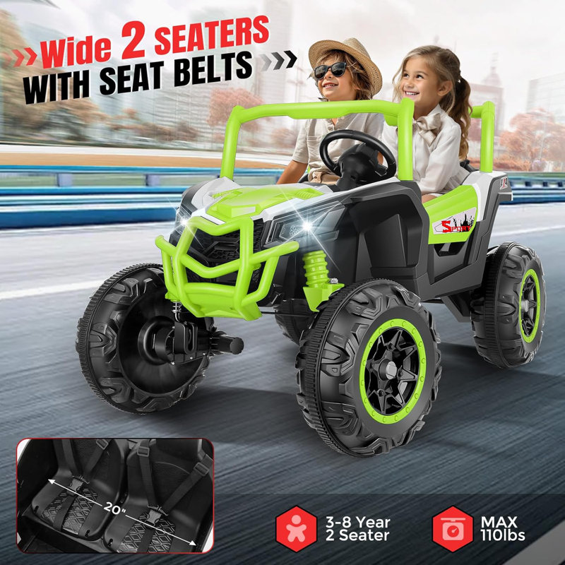 24V Green Electric UTV Ride-On Car with Remote Control