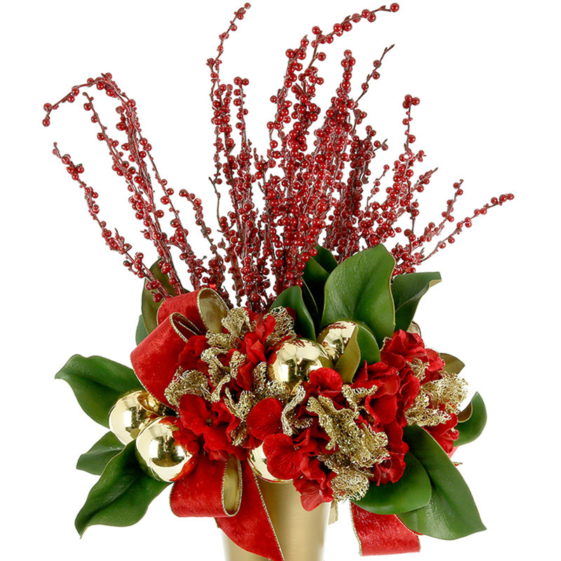 Holiday Arrangement With Hydrangeas And Berries