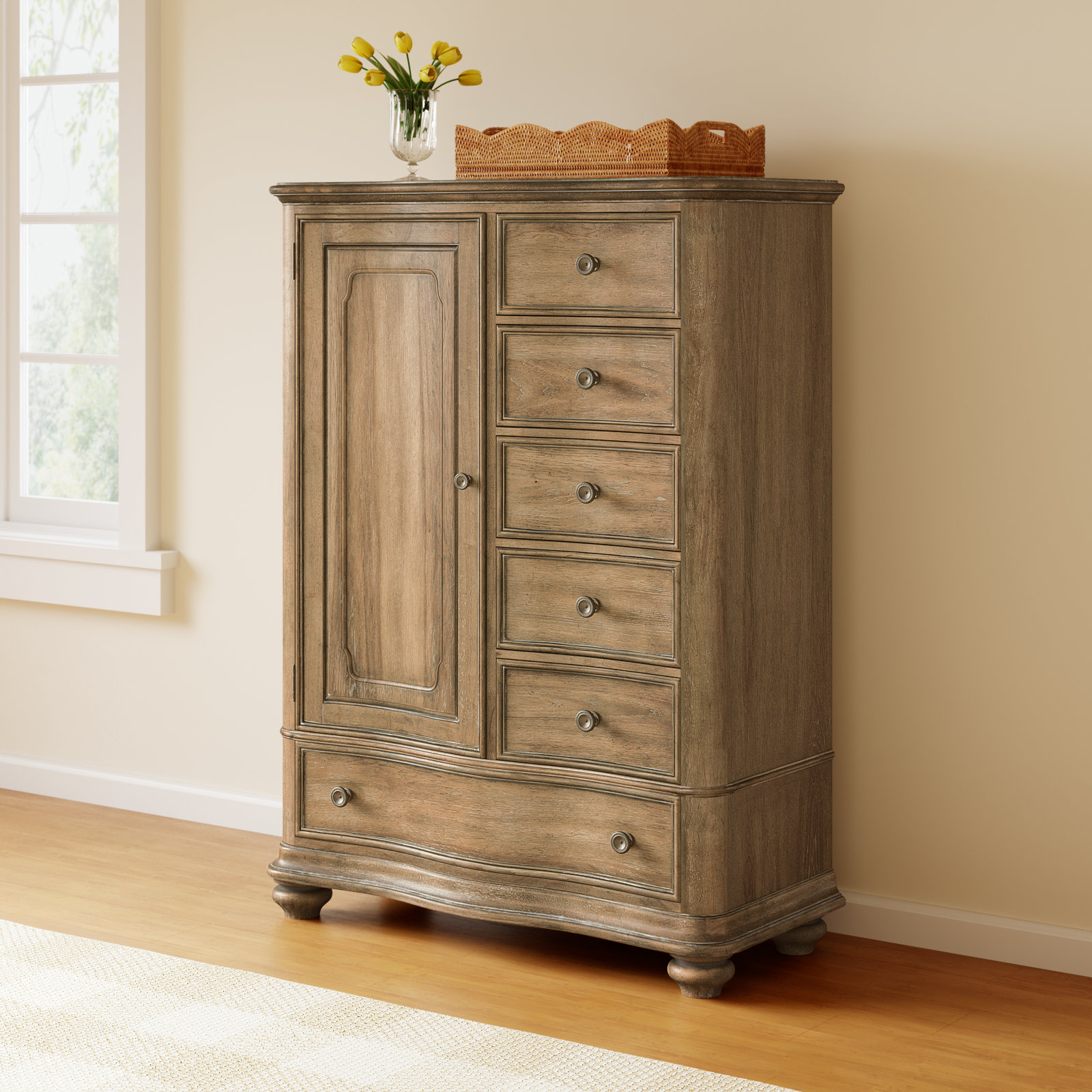 Morrissey 6 Drawer 44.06" W Solid Wood Combo Dresser