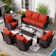 Nadilee Premium All-Weather Wicker 7 - Person Patio Conversation Sets with Cushions