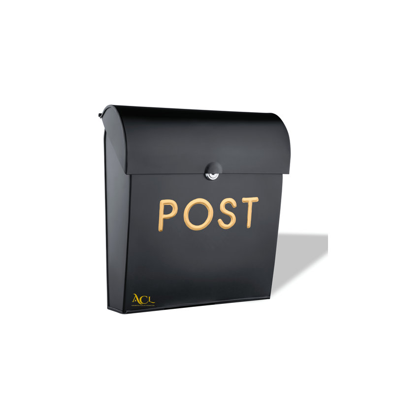 Buecker Aluminum Wall Mounted Post Box, Black, 38cm H x 30cm W x 12.5cm D