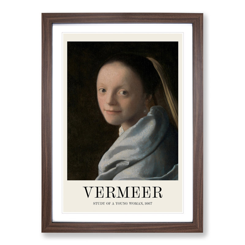 Study Of A Young Woman by Johannes Vermeer - Single Picture Frame Print, 65cm H x 48cm W x 2cm D, Walnut Framed