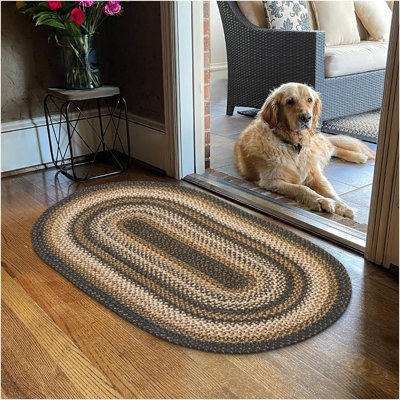 Dairius Braided Non-Shedding Premium Jute Black/Brown/Cream Rug