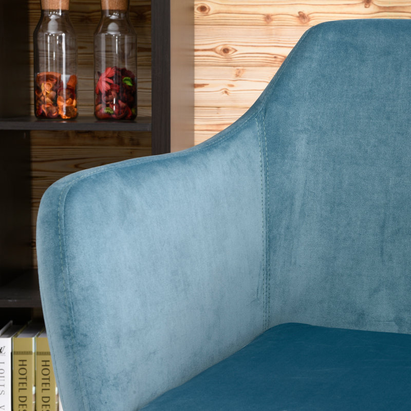 Noell Polyester Blend Task Chair, Ice Blue Velvet